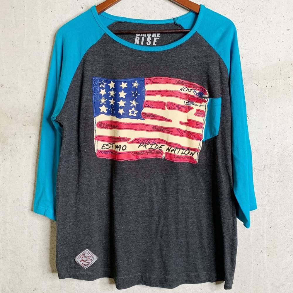 Smoke Rise flag baseball tee size large